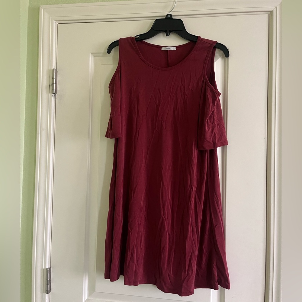 Acemi Deep Red Ribbed dress